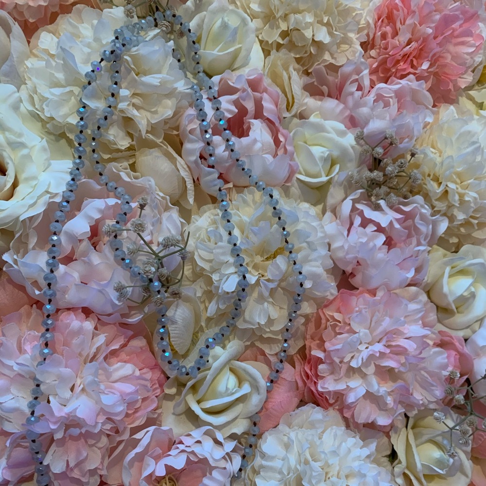 Boutique super cute grey long layered necklace